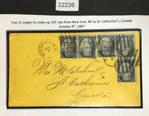 MOMEN: US STAMPS # 73 (5) ON COVER USED TO CANADA LOT #22226