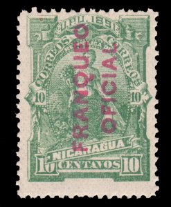 OFFICIAL STAMP FROM NICARAGUA YEAR 1891. SCOTT # O14. OVERPRINTED