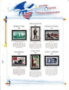 U S 1964 Commemorative Mint NH Year Set on White Ace Album Pages - 3 Scans