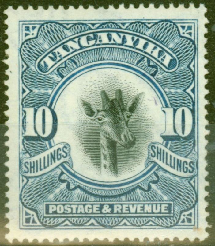 Tanganyika 1922 10s Dp Blue SG87 Wmk Sideways Fine Mtd Mint