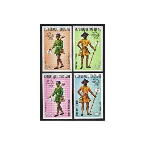 Togo 873-874,C222-C223a perf,imperf,MNH. UPU-100,1974.Mailman,different uniform.