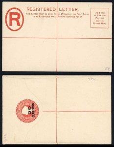 Gibraltar HG6 20c on 2d Vermilion Registered Envelope Size F DLR Mint