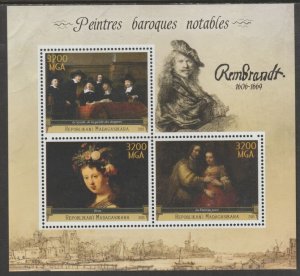 MADAGASCAR - 2015 - Baroque, Rembrandt - Perf 3v Sheet-MNH-Private Issue