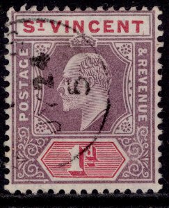 ST. VINCENT EDVII SG86, 1d dull purple & carmine, VERY FINE USED. CDS ORDINARY