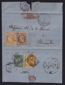 France (Offices in the Levant) 1870 Turkey Mixed Franking Cover Aleppo