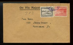 ?NFLD Registered to USA, 1945 OHMS cover Canada
