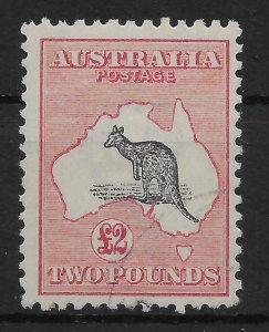 AUSTRALIA SG45b 1915 £2 PURPLE-BLACK & PALE ROSE NARROW CROWN WMK USED