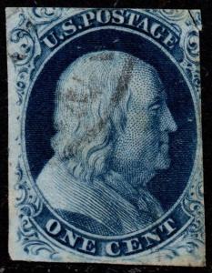 $US Sc#7 used/A Plate 4 Pos. 5R4, Doporto cert., Cv. $1000