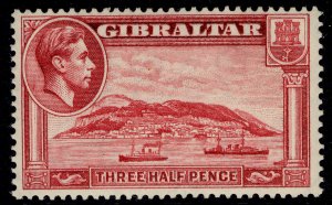 GIBRALTAR GVI SG123a, 1½d carmine, LH MINT. Cat £275. PERF 13½