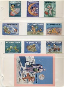 DISNEY STAMPS, 8 DIFFERENT SETS FROM DIFFERENT COUNTRIES IN FOLDERS