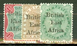 LC: British East Africa 55-8, 62-4, 67, 71 mint CV $257; scan shows only a few