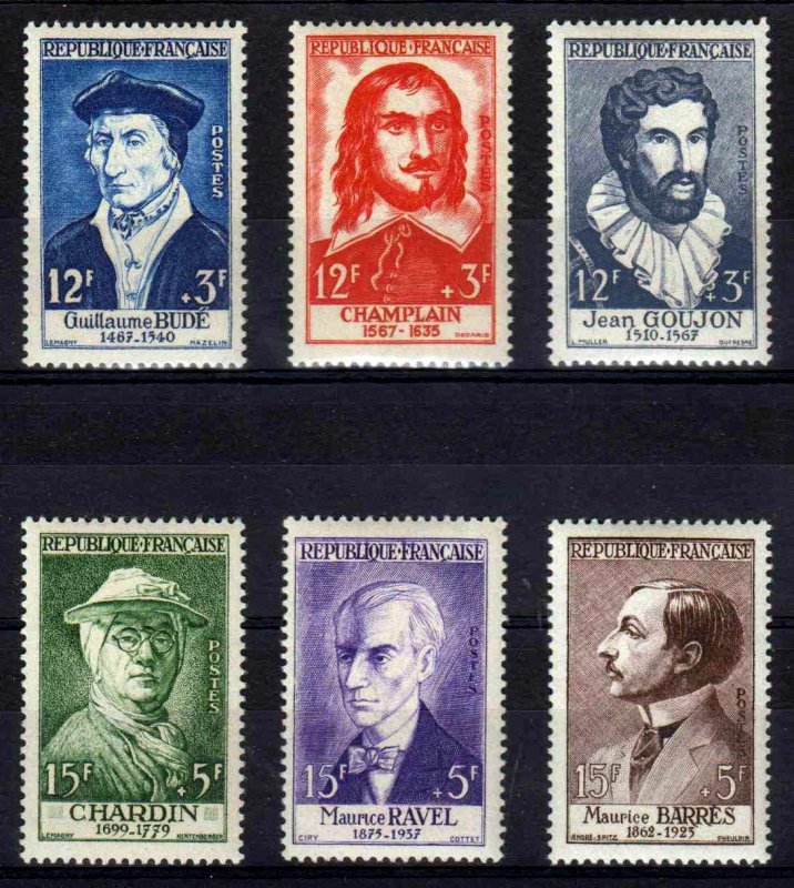 FRANCE 1956  -  SEMI-POSTAL PERSONALITIES SET MNH #B303-B308