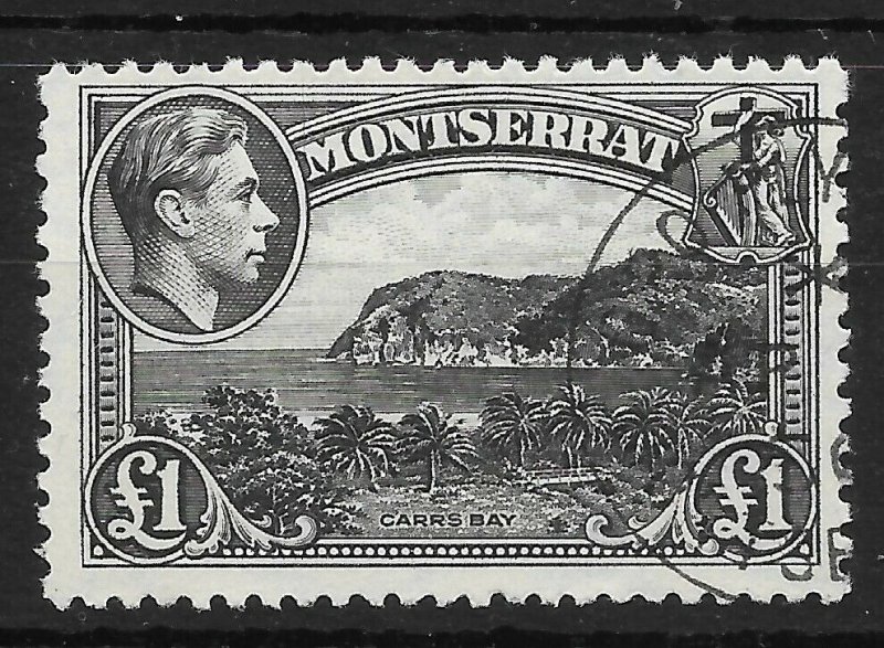 MONTSERRAT SG112 1948 £1 BLACK USED