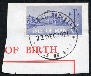 Isle of Man 6d Blue QEII Pictorial Revenues CDS On Piece