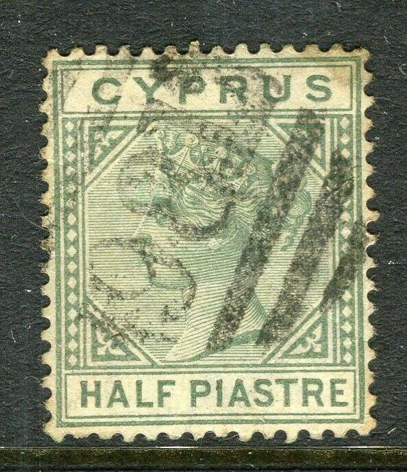 CYPRUS; 1880s early classic QV issue fine used 1/2pi. value, fair Postmark