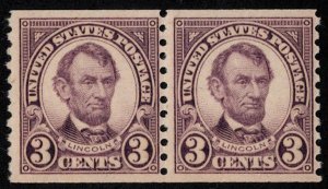 US #600 PAIR, VF mint never hinged, a select mint pair, Fresh!