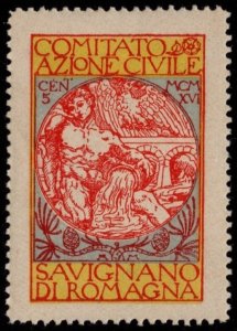 1916 Italy Poster Stamp 5 Centesimi Savignano Of Romagna Civil Action Committee