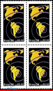 2134 BRAZIL 1988 TELECOM 88, MAPS, TELECOM AMERICAS, MI# 2255 C-1588, BLOCK MNH