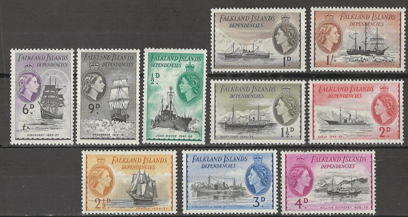 COLLECTION LOT # 4333 FALKLAND ISLANDS #1L19-28 MNH 1954 CV+$21