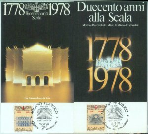 83576 -  ITALY - Postal History - set of  2  MAXIMUM CARDS - MUSIC La Scala 1978