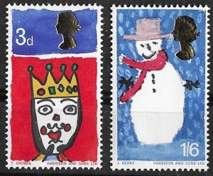 Great Britain # 478p-479p  Children's Art - Christmas  PHOSPHOR (2) Mint NH