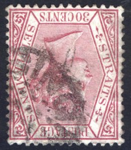 Malaya Straits Settlements 1891 30c Wmk INVERTED SG 69w Sc 55 VFU Cat£90($118)