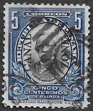 Canal Zone Scott #33 5c Arosemena overprint (1909) Used