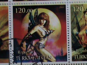 ​TURKMENISTAN STAMP:2001 FAMOUS NUDE PAINTING-CTO-STAMP S/S SHEET