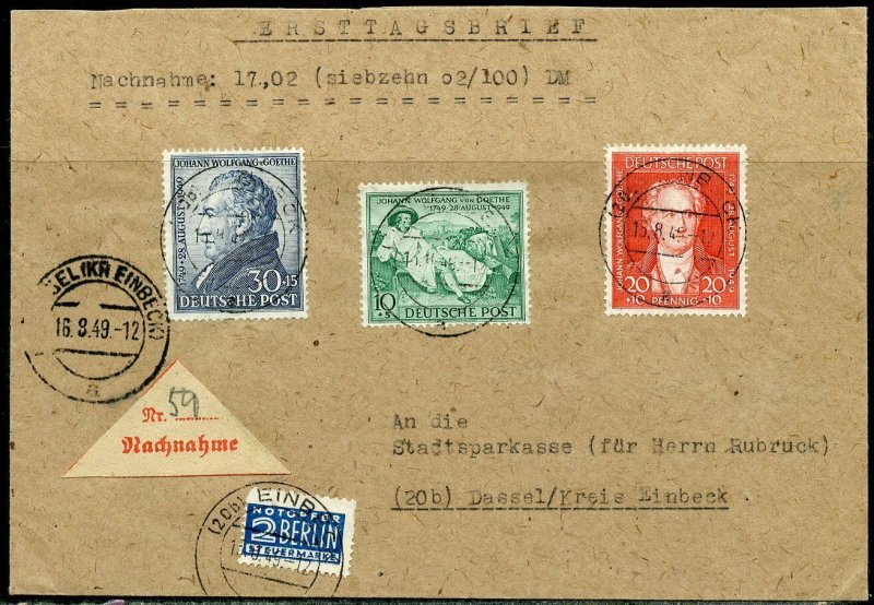 GERMANY SCOTT#B306/08 FIRST DAY CANCELED ON COVER SLIT AT TOP MICHEL 1000 EUROS