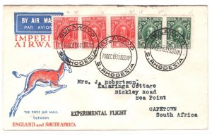 RHODESIA Imperial Airways Cover *EXPERIMENTAL FLIGHT* Bulawayo 1931 CDS MA443