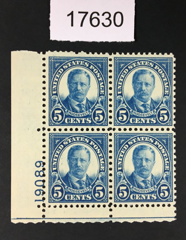 MOMEN: US STAMPS # 637 MINT OG NH PLATE BLOCK LOT #17630