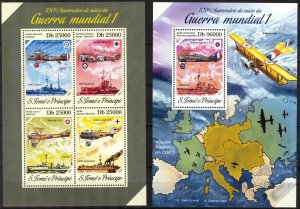 Sao Tome and Principe 2014 Military Aviation Airplanes of WWI sheet + S/S MNH