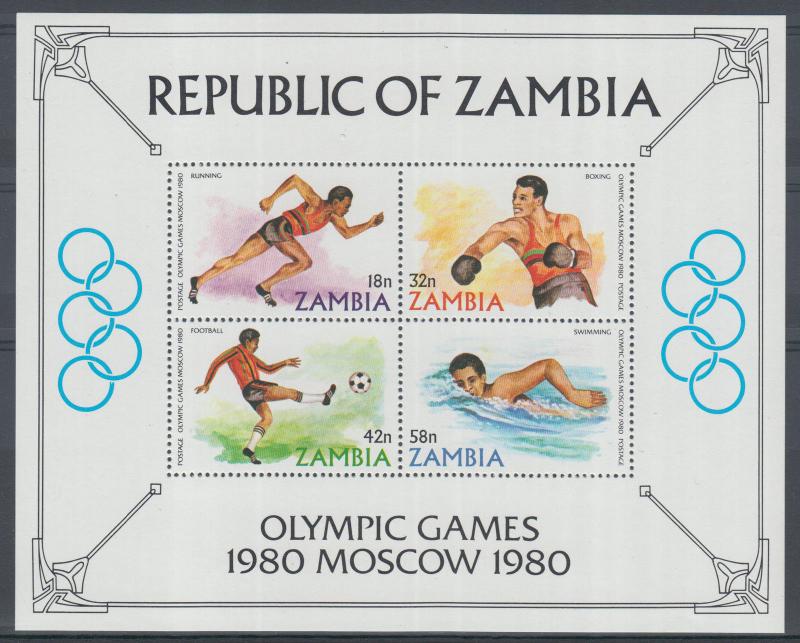 XG-J688 OLYMPIC GAMES - Zambia, 1980 Russia Moscow '80, Football... MNH Sheet