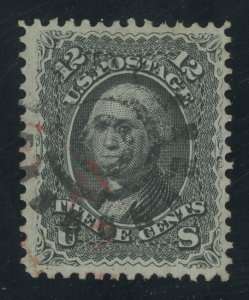 USA 69 - 12 cent Washington - VF Used with Black & Red cancels - Cat $135.00