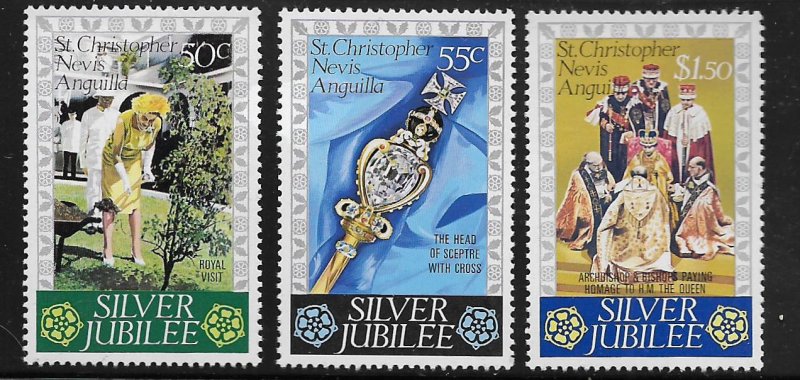 ST. KITTS & NEVIS, 332-334, HINGED, SILVER JUBILEE