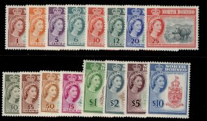 NORTH BORNEO SG391-406, complete set, LH MINT. Cat £160.