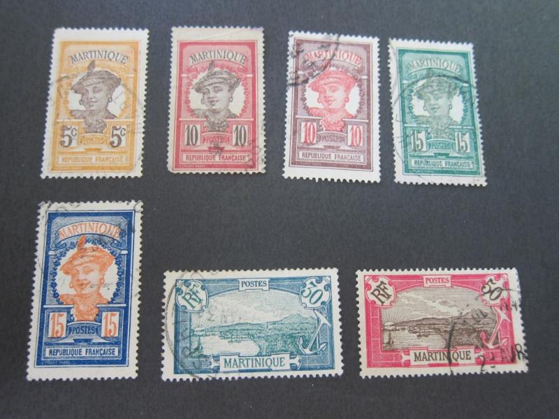 French Martinique 1908 Sc 60,68,71-4,80,84 FU