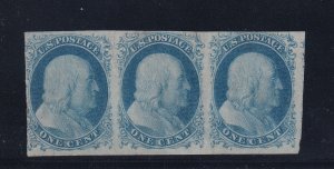 9 VF strip of 3 PSE cert original gum hinged nice color cv $ 2700 ! see pic !