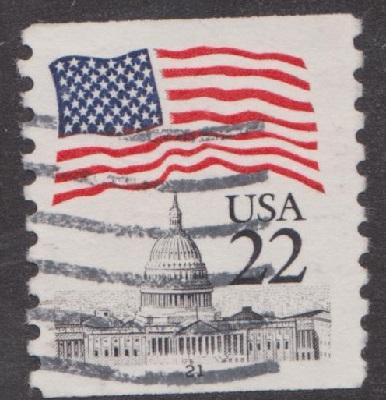 US #2115 Flag over Capitol Used PNC Single plate #21  Block Tag
