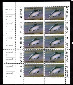 Wisconsin Salmon / Trout Stamp, 1988  WI GL-7  MNH  CV = $ 70.00    Lot 170514