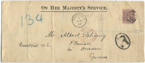 1889 Virgin Islands (17 July) F/S size registered cover to Germany