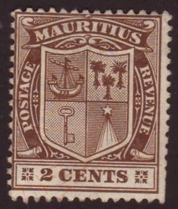 Mauritius 1910 Sc#138, SG#182 2c Brown Arms USED-Good-LH.