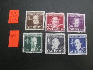 AUSTRIA 1936 USED SC B146-151  SET  XF  $16.50 (205)