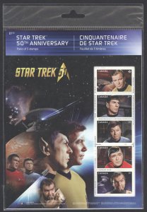 Canada Sc# 2912 MNH pane/5 (sealed) 2016 Star Trek 