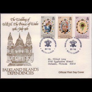 FALKLAND IS.DEPEND. 1981 - FDC - 1L59-61 Royal Wedding