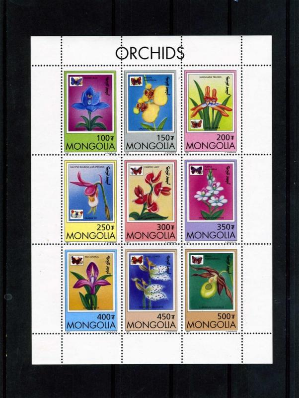 Mongolia 1997 Orchids Sheet (9) Perforated mnh.vf