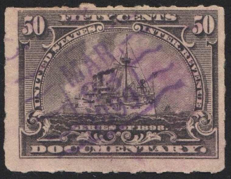 SC#R171 50¢ Documentary Stamp (1898) Used/Date Stamped