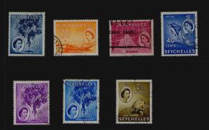 Seychelles 1954 QEII SG 176a,179,180a,181,183,185-186 FU