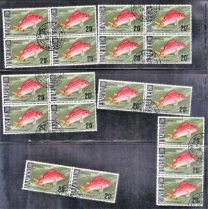 TANZANIA # 34 LOT of 19 STAMPS CTO 20sh NH 1967-71 FISH