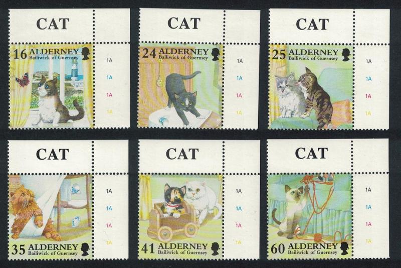 Alderney Cats Kittens Butterfly 6v Top Right Corners SG#A89-94